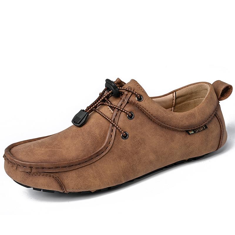 Spring Plus Size Hand-stitched Men's Leather Moccasins - Fashionable & Versatile Casual Shoes