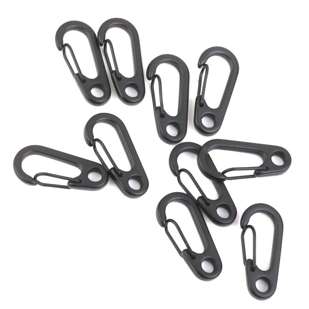 10Pcs Black Alloy Keychain Snap Buckle Carabiner Camping Hiking Spring Hooks