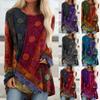 Plus Size Womens Hippie Boho Long Sleeve Tops With Soft Material And Floral Pattern