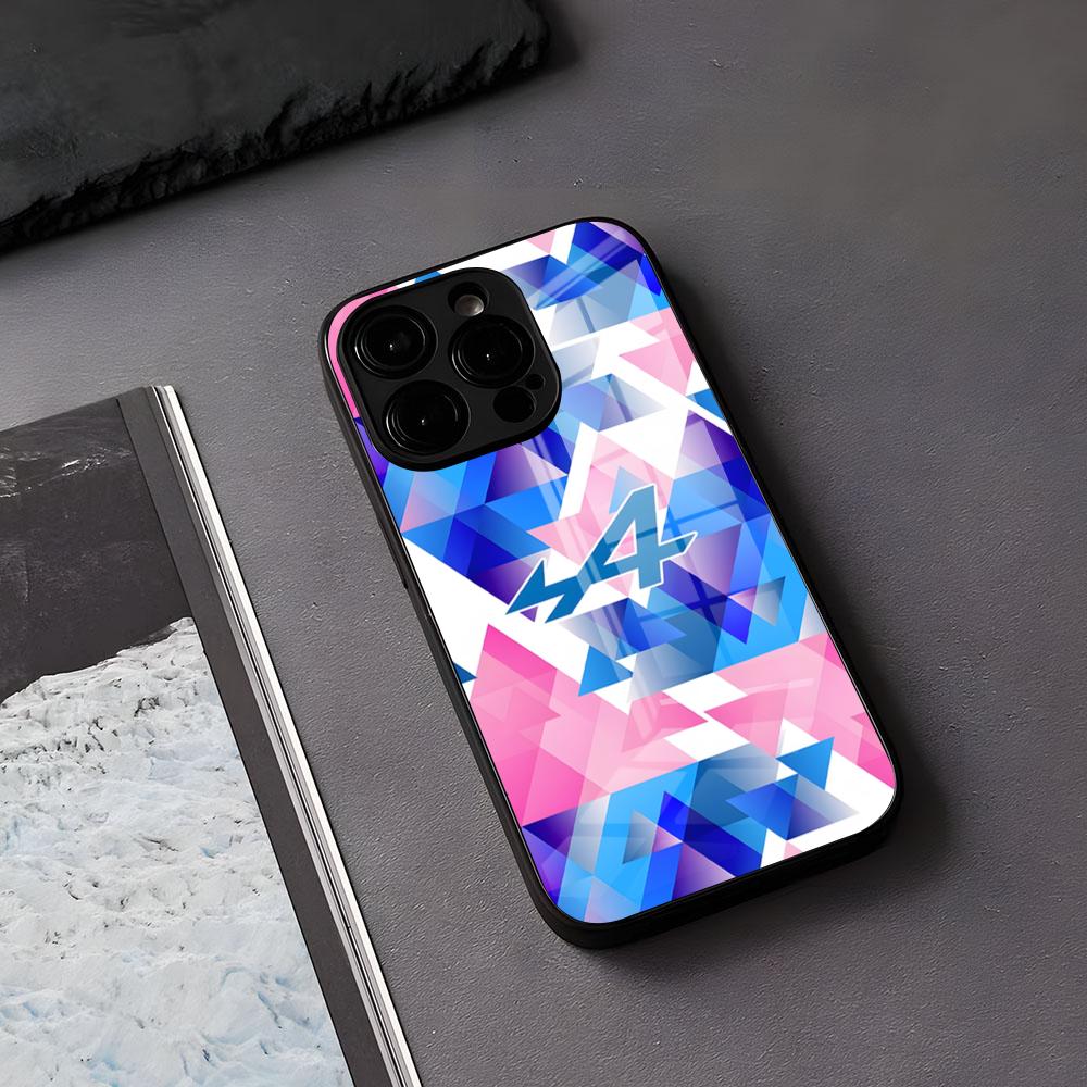Alpine Logo Trikolóra Francouzský Kryt na Telefon Pro IPhone 17 Air 16 E Pro Max 15 14 13 Mini 12 Pro 11 Max Plus Černý Skleněný Kryt