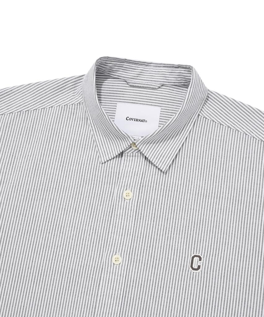 COVERNAT C Logo Oxford Stripe Half Shirt Grey