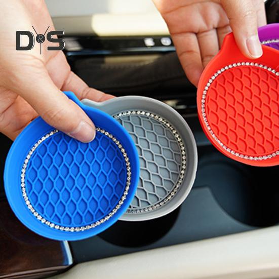 2Pcs Car Coasters Wear Resistant Universal Fit Scratch Prevention Heat-Insulated Non-Slip Cup Holder Mats Silicone Cup Holder Insert