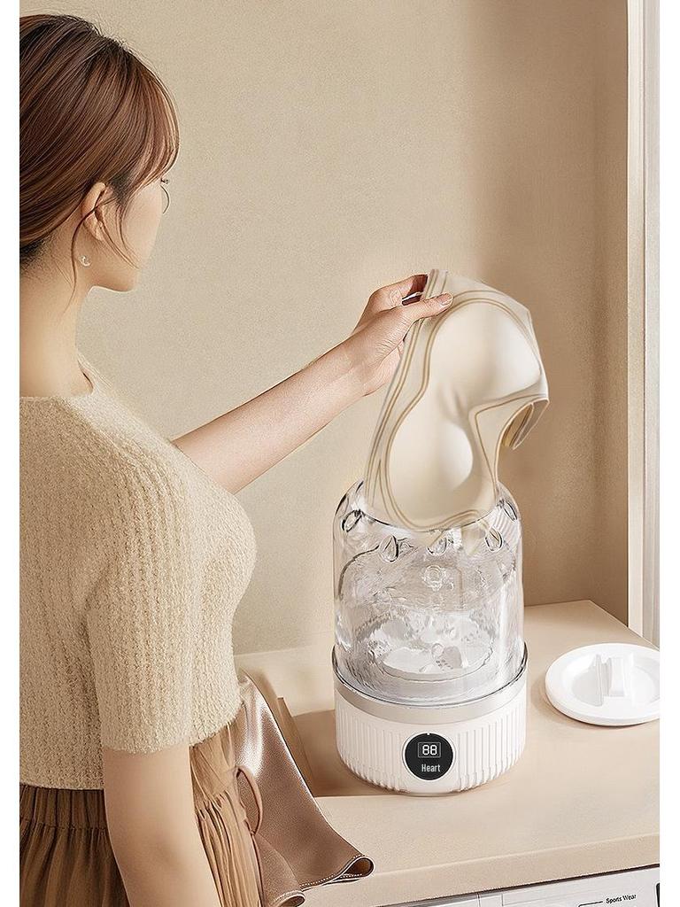 Mașină de spălat portabilă compactă cu sterilizare cu lumină albastră pentru haine de bebeluș și lenjerie