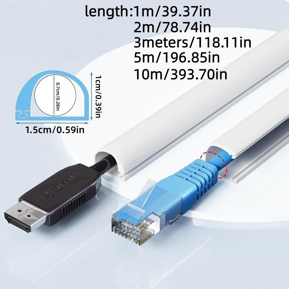 1PC 1/2/3/5/10M Self-Adhesive Wire Hiders for TV on Wall Wire Concealer for Cords Hide Cables Cable Covers White Raceway Cable
