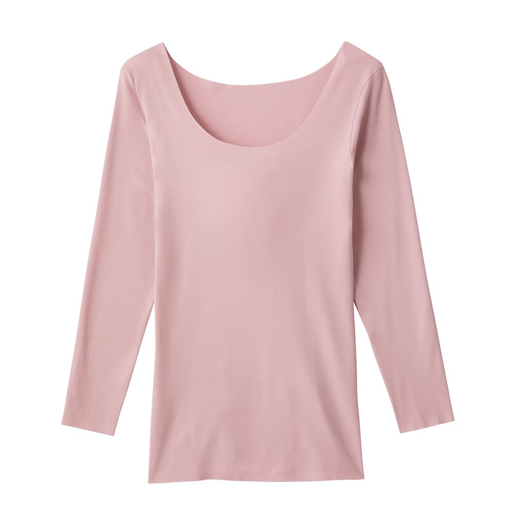 Gunze Kirei Labo Warm Innerwear with Wide Noble Size LL Innerwear, Seamless, Moisture-Wicking, Heat-Generating, Brushed, Warm, Long-Sleeve Neckline,