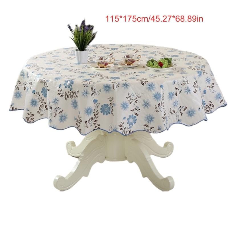 Florals Pattern Tablecloth Oilproof Waterproofs Easy Cleaning Round Table Cover for Home Restaurant Decors Table Cloth