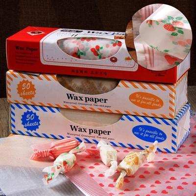 Neueste 50 Blatt/Box fettdichte Antihaft-Lebensmittelverpackung Wachspapier zum Kochen und Backen