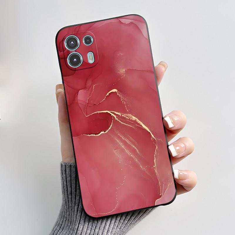 For Motorola Edge 20 Lite Case XT2139-1 Pretty Girl Cute Heart Rabbit Black TPU Silicone Back Cover For Moto Edge 20 Fusion Case