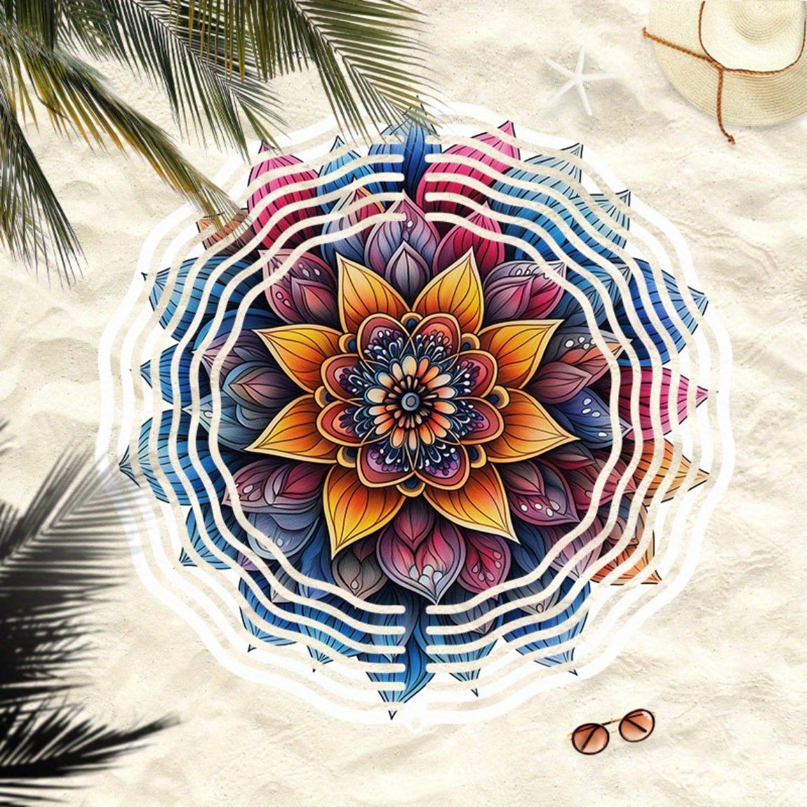 

Colorful Metal Wind Chime with 3D Mandala Design Rotating Decor Soothing Sounds for Indoor Outdoor Garden Christmas Thanksgiving Gift