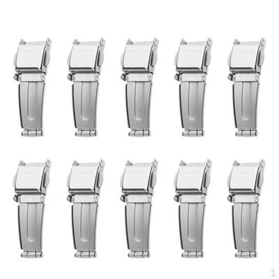 10 Pieces Silver High Polished Premium Stainless Steel Double Push Button Single Fold Over Clasp