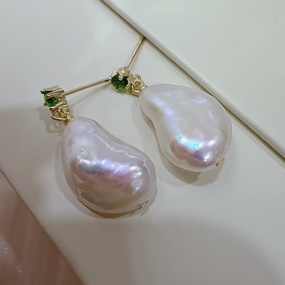 Серьги-гвоздики с натуральным жемчугом барокко в стиле принцессы Дианы, легкая роскошь, нишевые, особой формы, серьги из настоящего жемчуга, женские серьги. Silver needle