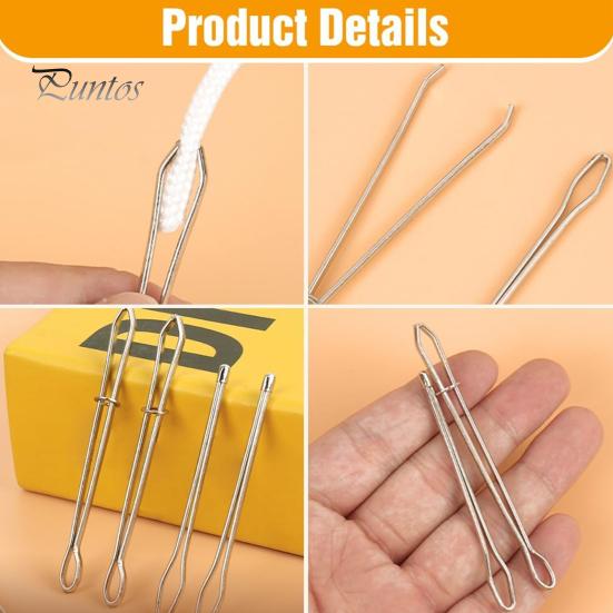 6 Pezzi Clip Infila Cordino Acciaio Inossidabile Strumento Infila Coulisse con Pinzetta Clip Infila Cordino Fai da Te per Coulisse di Felpe Pantaloni Pantaloncini