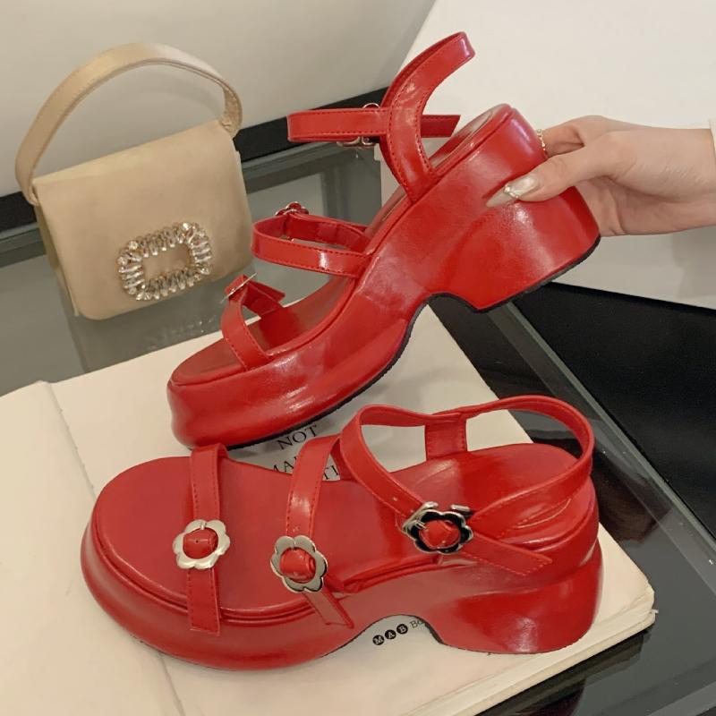 Vintage Narrow Strap Platform Women Sandals Elegant Open Toe Party Women's Designer Shoes Sexy Backless Buckle Women High Heels