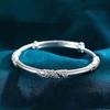 Blooming Flowers Adjustable Pure Silver Women's Bangle - Simple Fashion Bracelet