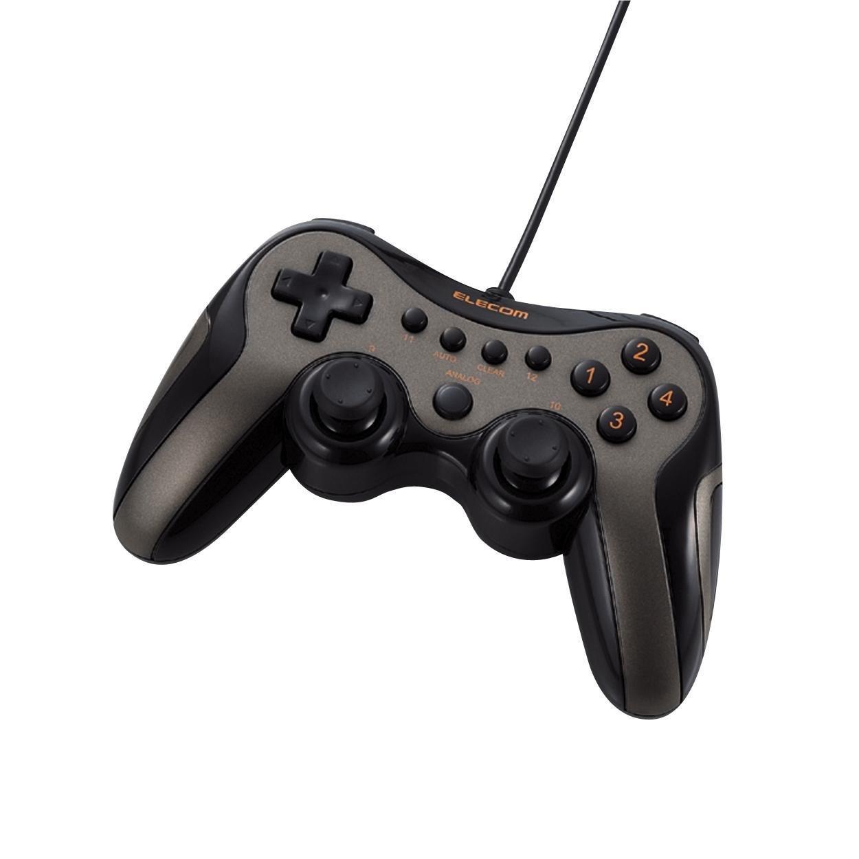 

ELECOM Gamepad USB connection Analog stick equipped fire 12 buttons Dark silver [2009 model] Vibration/rapid JC-U2912FSVD