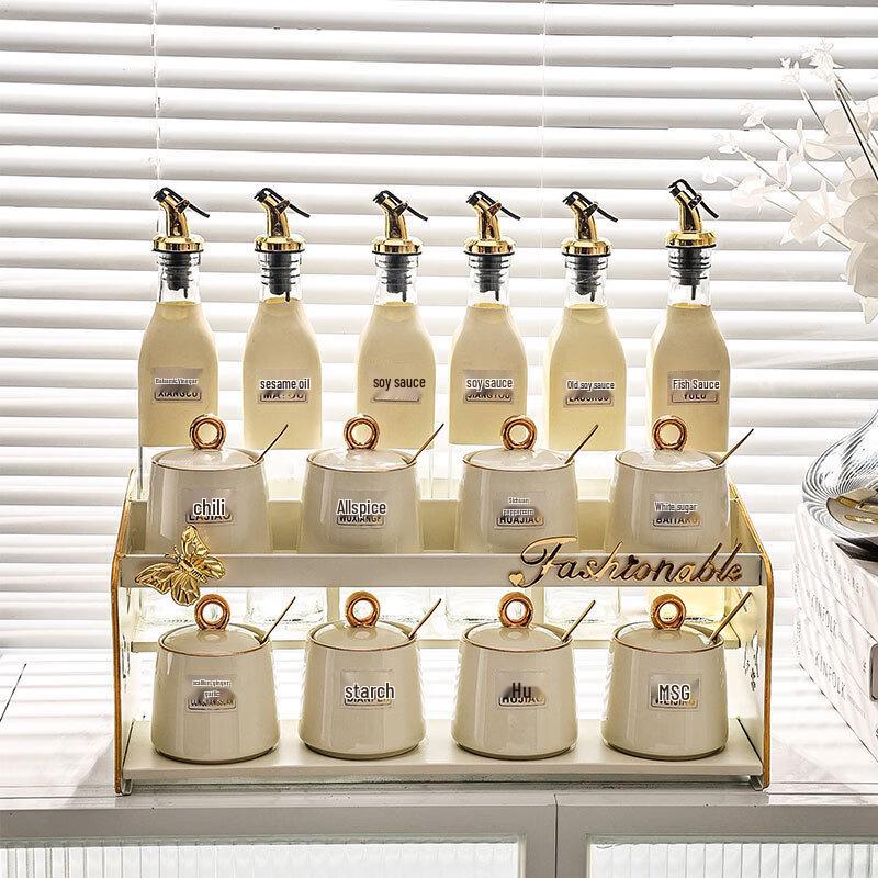 RuHan Ceramic Spice Jar Set with Rack