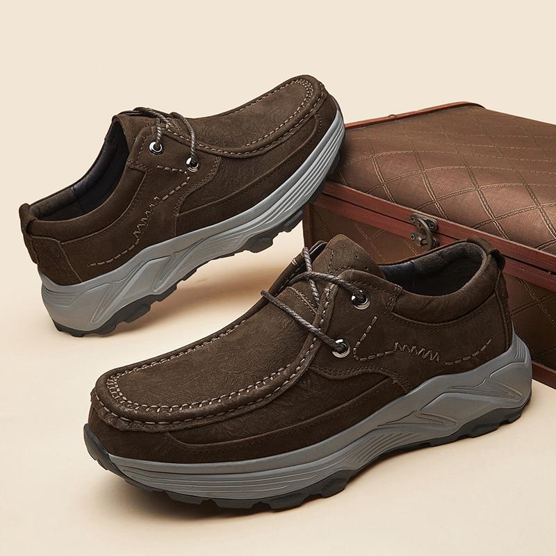Fashion New Arrival Trainers Genuine Leather Mens Casual Shoes Non-Slip Lace-Up Walking Shoes Sneakers New Fashion Male Treking Footwear
