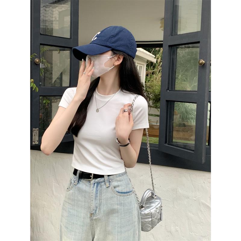 Women's Short-Sleeve Red Slim-Fit T-Shirt - Summer Style