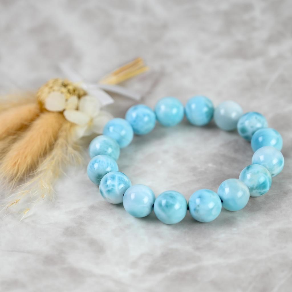 Eigado Larimar 13mm Diametru Interior Vindecare Putere Naturală Una dintre Cele Mai Mari Trei Pietre de Vindecare Brățară, Mărgele, 52.7g, 17cm, Piatră, Piatră, Piatră,