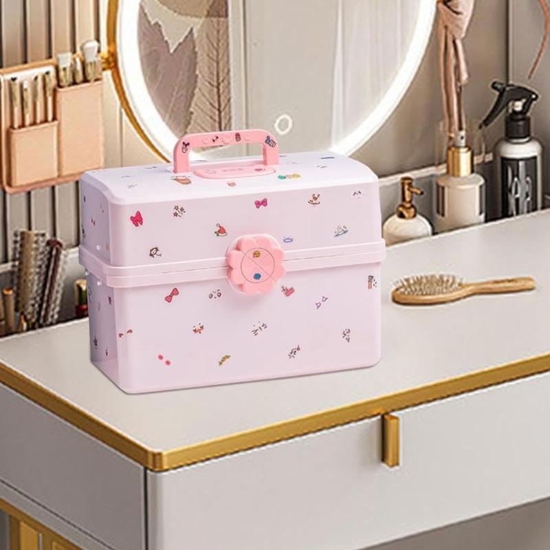 Girl's Hair Clip and Scrunchie Organizers Multitiers Baby Jewelry Storage Box with Lock Home Accessory for Organization