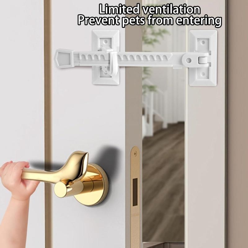 2Pcs Door Blocking Lock Limiters Safety Latches Window Stoppers Adjustable No Punching Window Restrictors Easy To Install