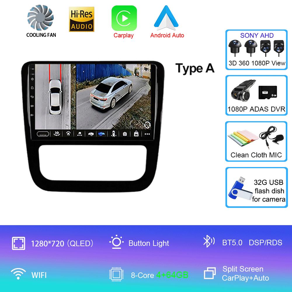 Android 14 Car Radio For Volkswagen EOS Scirocco 3 III Mk3 2008 2009 2010 2011 2012-2014 Multimedia Player WIFI+4G Carplay Auto
