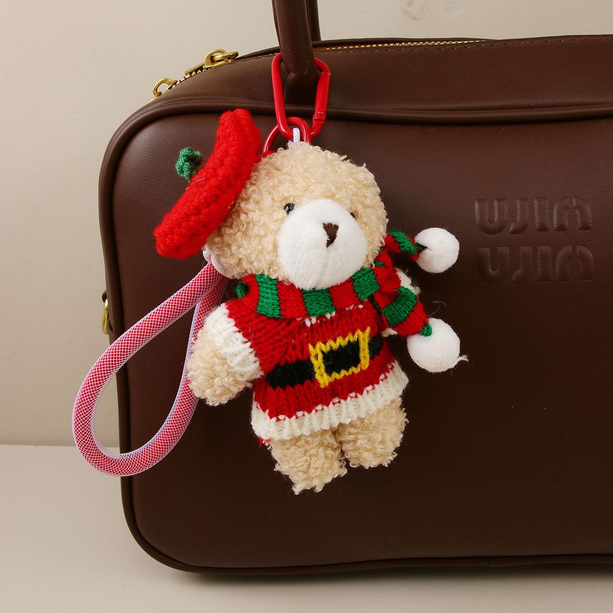 Christmas cute sweater scarf bear doll pendant creative bow doll bag pendant keychain decoration