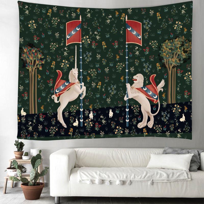 The Unicorn In Captivity Wall Tapestry Cover Beach Towel Picnic Yoga Mat Home Decoration Animal Wall Covering Blanket