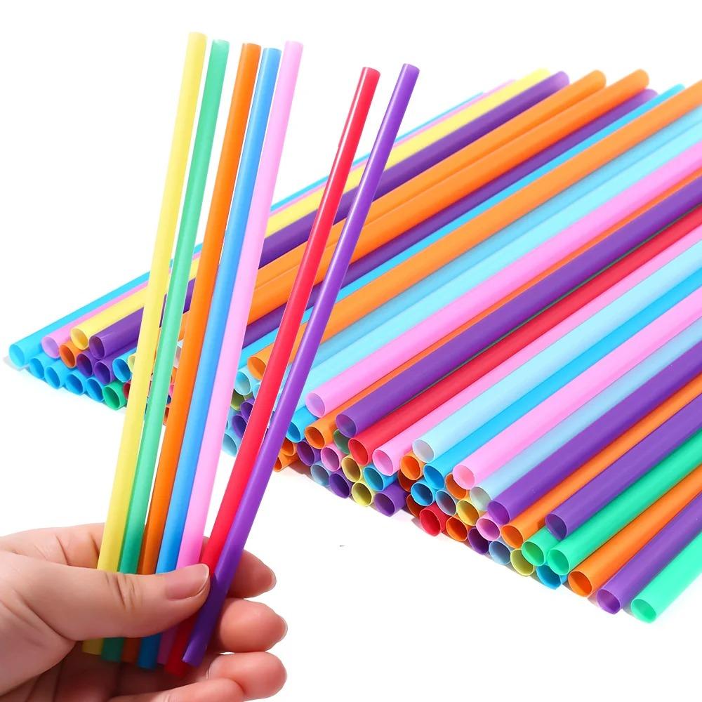 300PCS Colorful Plastic Disposable Large Drinking Straws For Pearl Bubble Milk Tea Smoothie Drink Party Supplies Bar Accessories