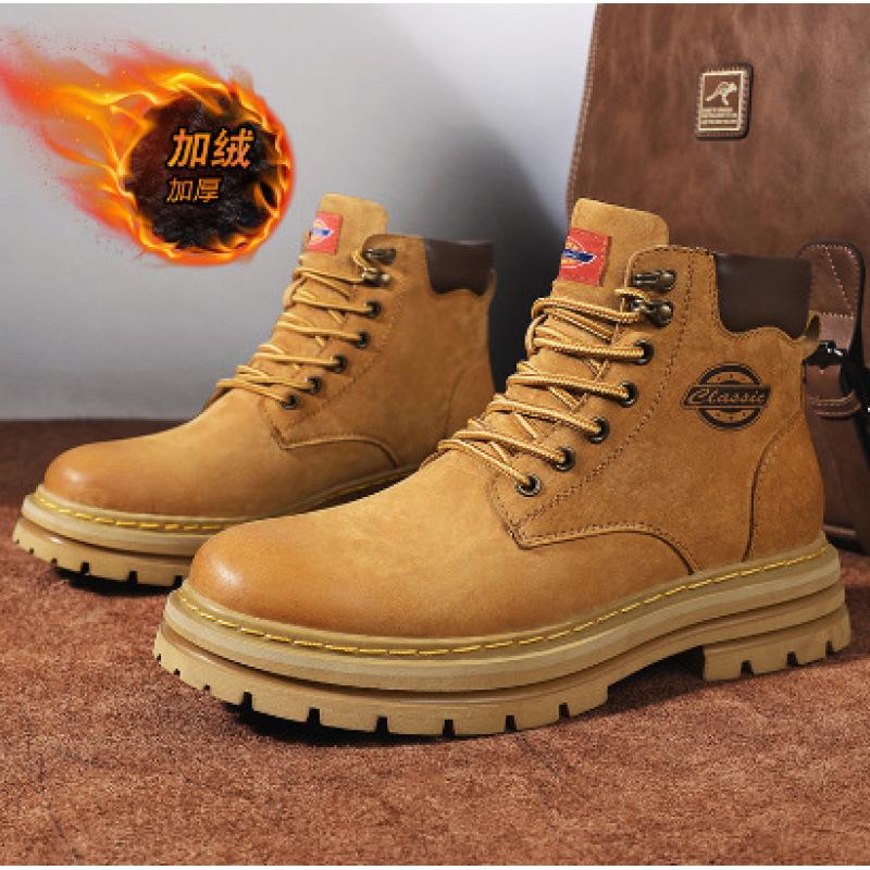 Rhubarb Boots Martin Boots Spring and Autumn Men's Leather Boots 2025 New Heightening Thick-soled Tooling Short Boots