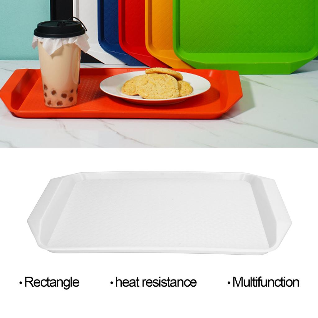 3PCS Colorful Food Tray Rectangle Thickened Binaural Plastic Tray Heat Resistance Stackable Cafeteria Trays for Hotel