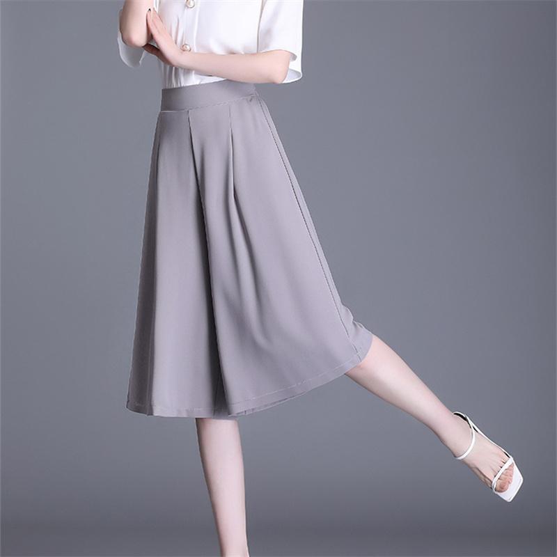2022 Summer New Arrival Wide Leg Trouser Women Loose Chiffon Shorts Slim Lady Soft Elegant High Waist Thin Skirt Shorts Shorts