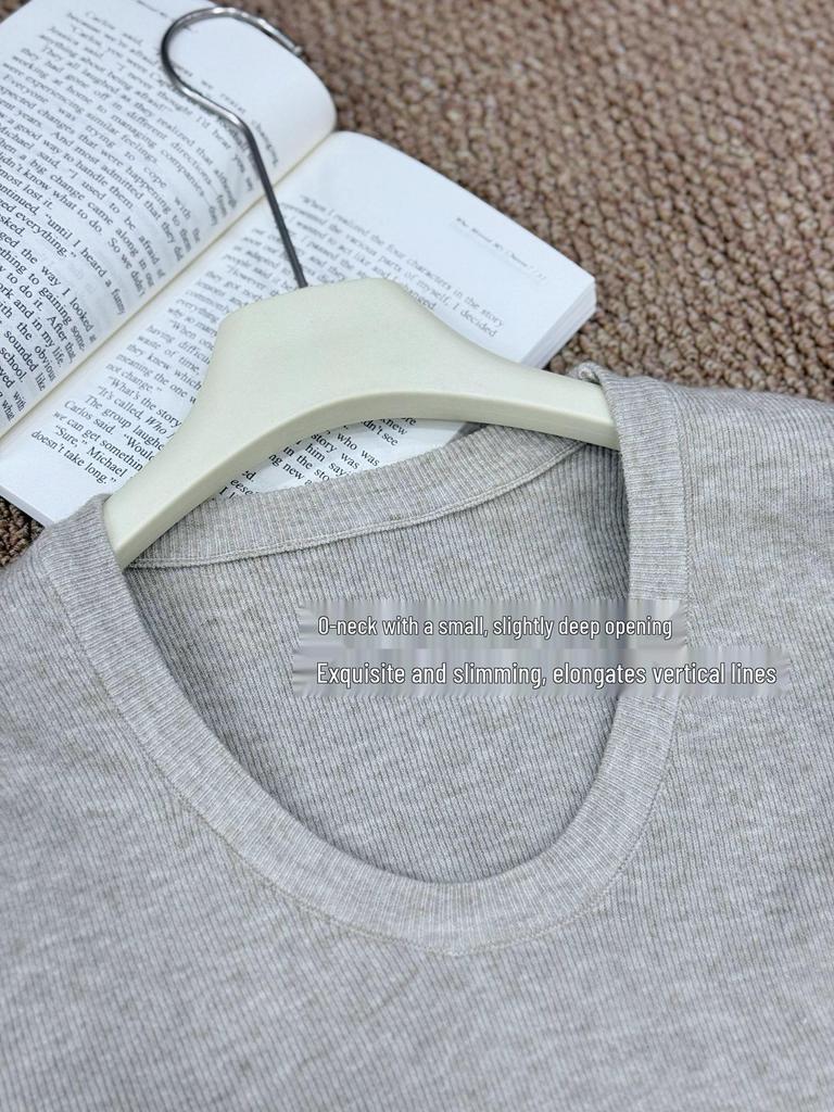 Spring & Autumn Korean U-Neck Knitwear: Slim Fit, Long Sleeve, Soft Base Layer Top
