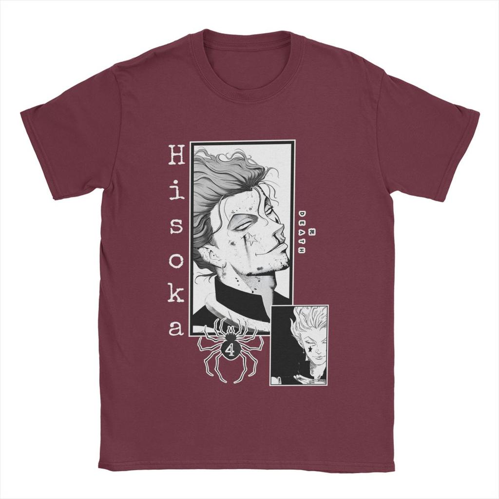 Men T-Shirts Hisoka HXH Anime Funny Pure Cotton Tees Short Sleeve T Shirts Crewneck Clothing Gift