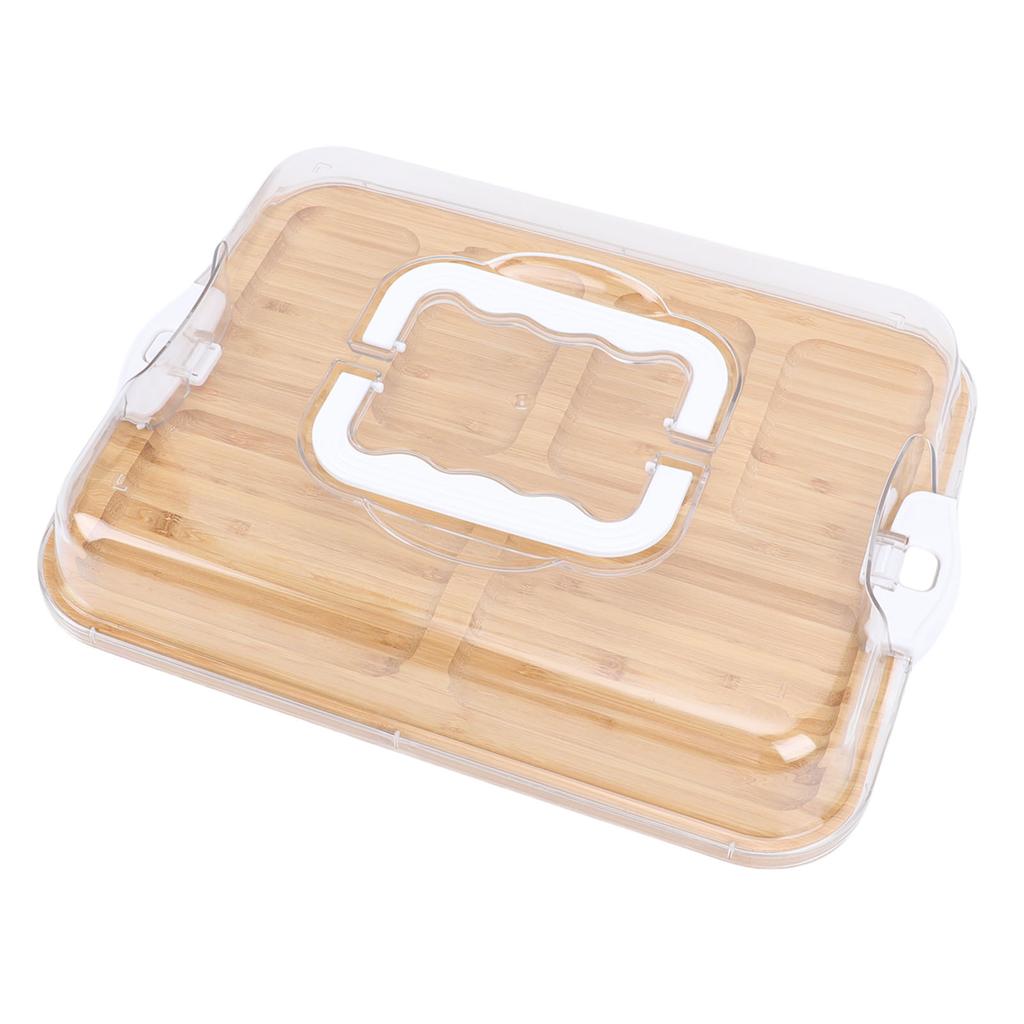 Charcuterie Board with Clear Lid Travel Portable Cheese Board Cutting Board for Kitchen Home 6 Compartments