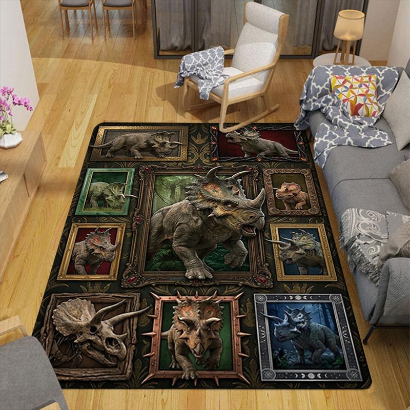Triceratops Collection Pattern Rug Floor Mat for Living Room or Bedroom Soft and Comfortable Carpet a Gift for Birthday and Holiday.