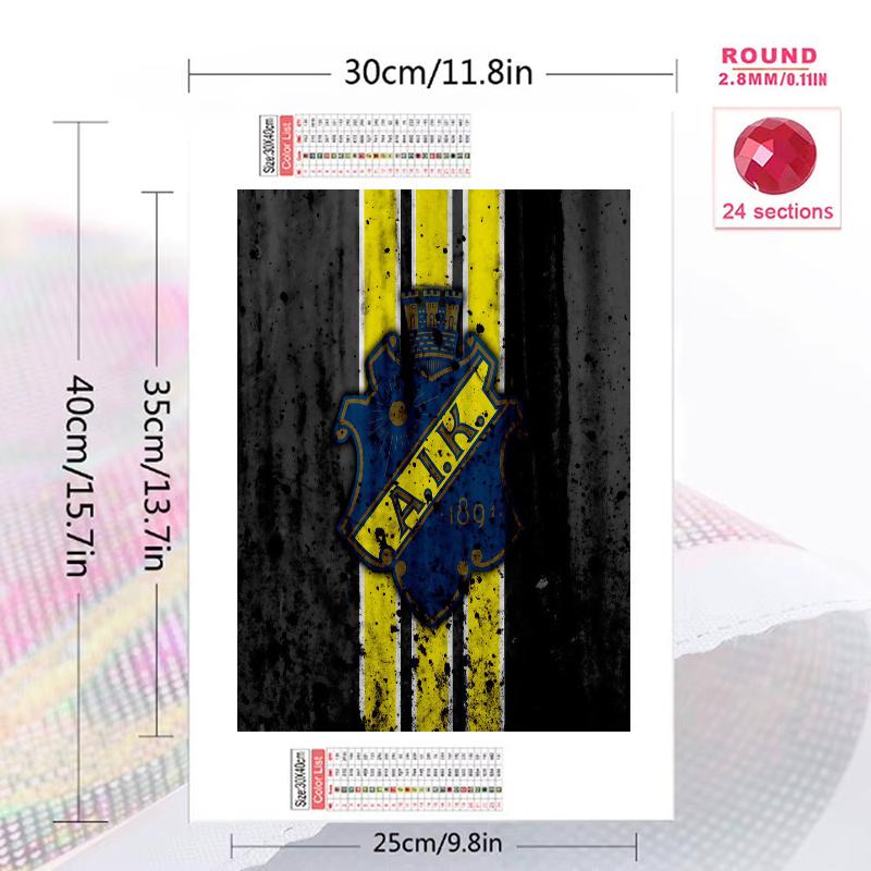 AIK Fotboll 100% Round Full Drill 5D DIY Diamond Painting Embroidery Cross Stitch Rhinestone Décor