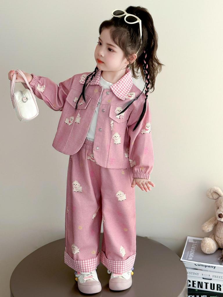 Spring 2025 Stylish Cartoon Two-Piece Set for Baby Girls