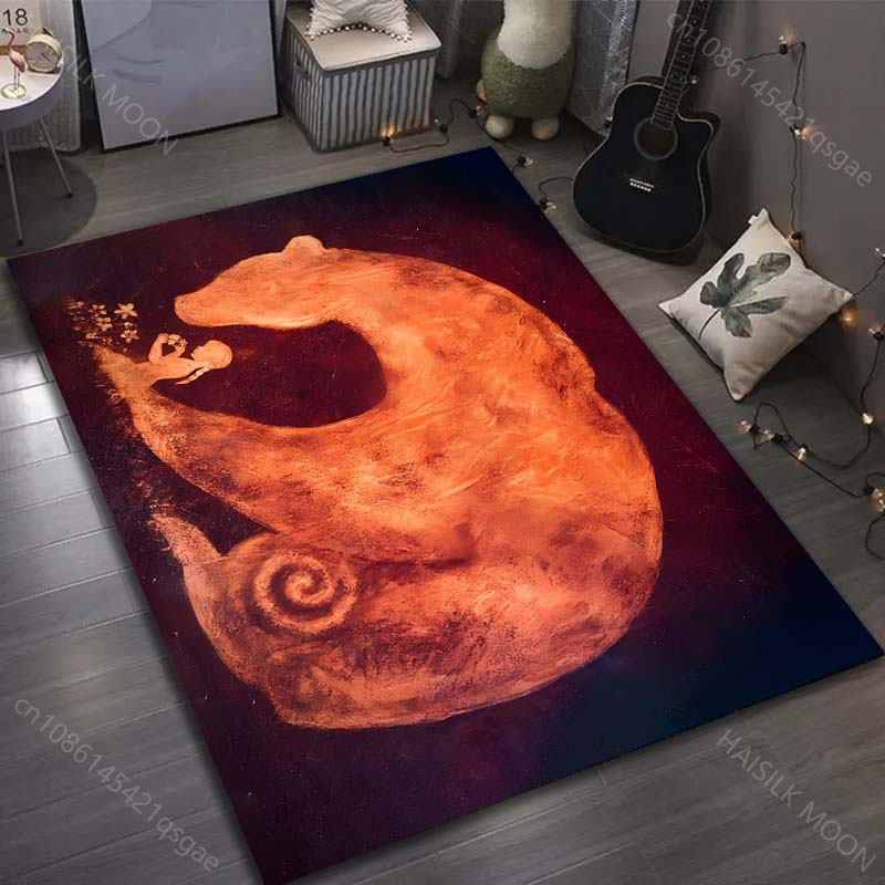 1PC Bear and Girl Print Carpet for Bedroom Living Room Bedside Sofa Floor Mat Modern Home Decor Area Rug Luxury Gift