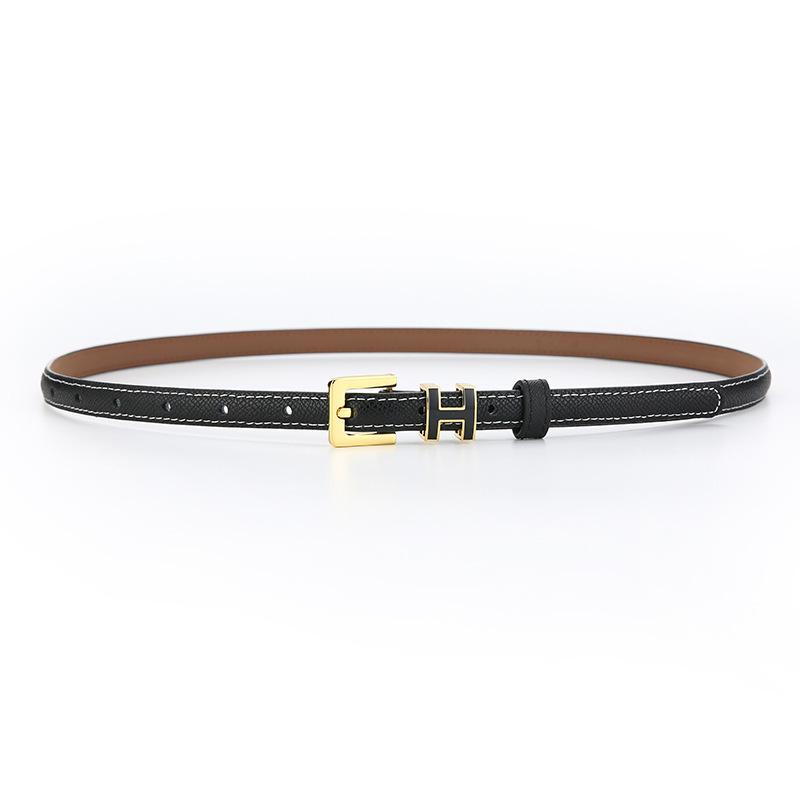 Women's Genuine Leather Thin Fashion Belt - Versatile Decorative Ins Style Waistband for Jeans