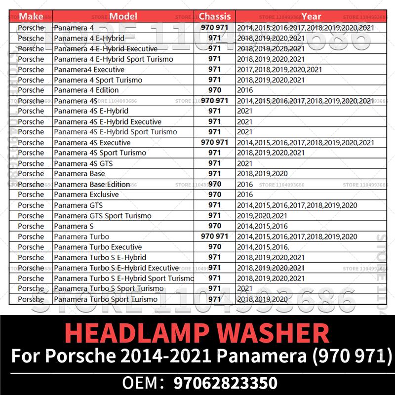 For 2014 2015 2016 2017 2018    Panamera (970 971) Headlamp Washer (LH and RH Universal) OEM 97062823350 971955965