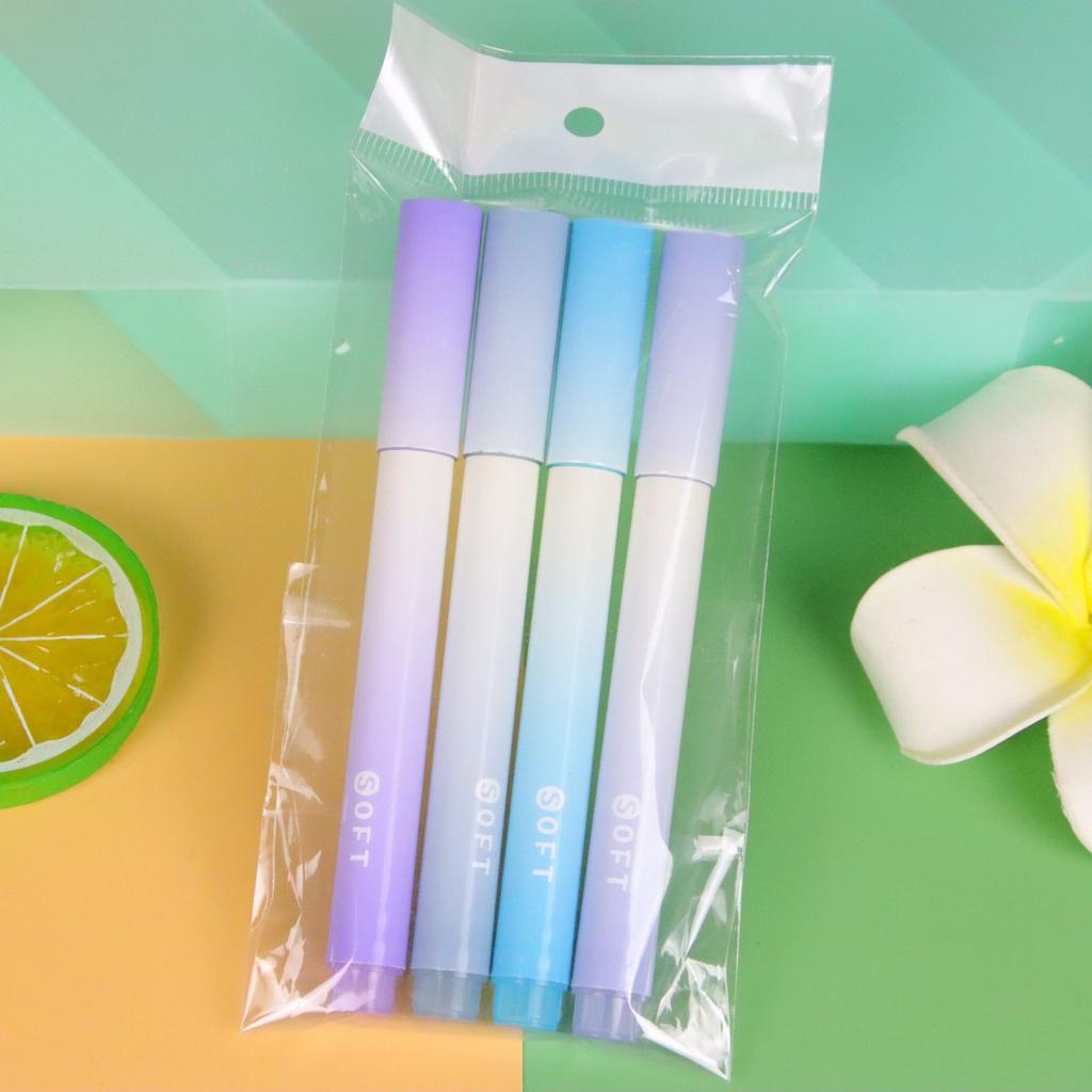 4Pcs Gradual Change Color Highlighter High Value Color Handbook Pen Student Marker Pen Office Supplies