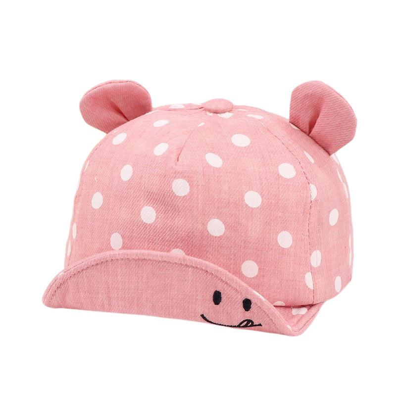 Baby Sun Hat 4 Seasons Cuffed Hat Casual Baseball Cap for 0-2Years Children Outdoor Daily Life Dot Print Rabbit Ear Beach Caps