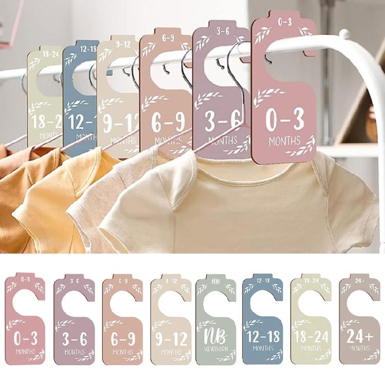 Set of 8 Wardrobe Dividers Wooden Separator Set Baby Clothing Size Age Dividers