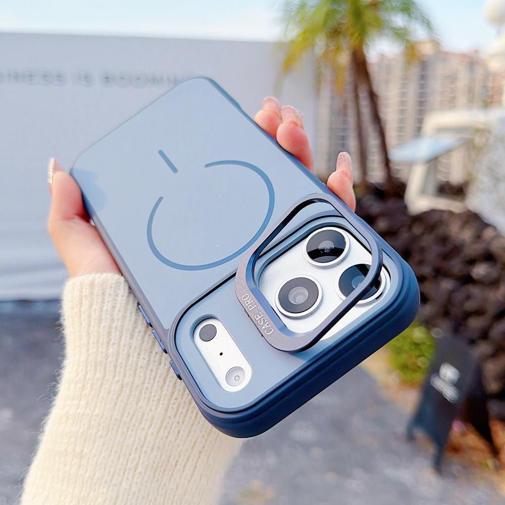 KEYSION Matte Skin Feel Lens Stand Phone Case for Magsafe for iPhone 17 Pro Max Magnetic Wireless Charging Shockproof Back Cover