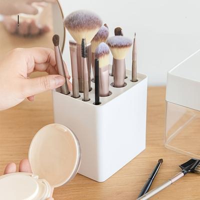 Držák na štětce na make-up Multifunkční organizér na uložení štětců na make-up S víkem, Přenosný vodotěsný prachotěsný stojánek na štětce na make-up Do koupelny