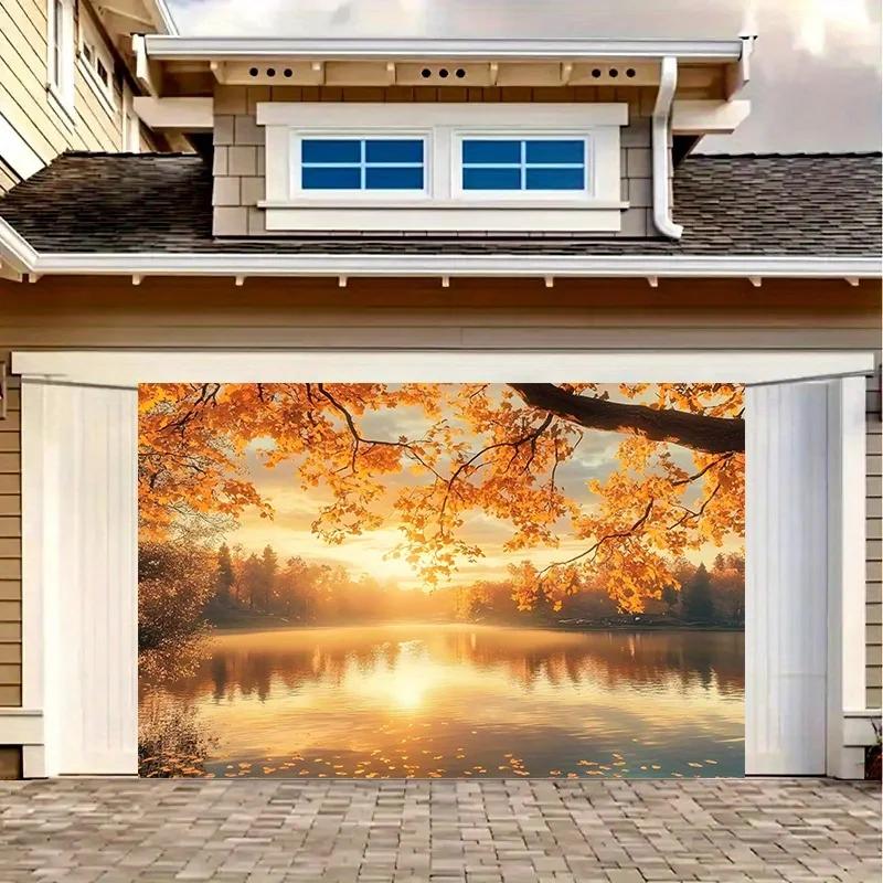 One banner depicting the autumn sunset over the lake perfect for decorationPMJ