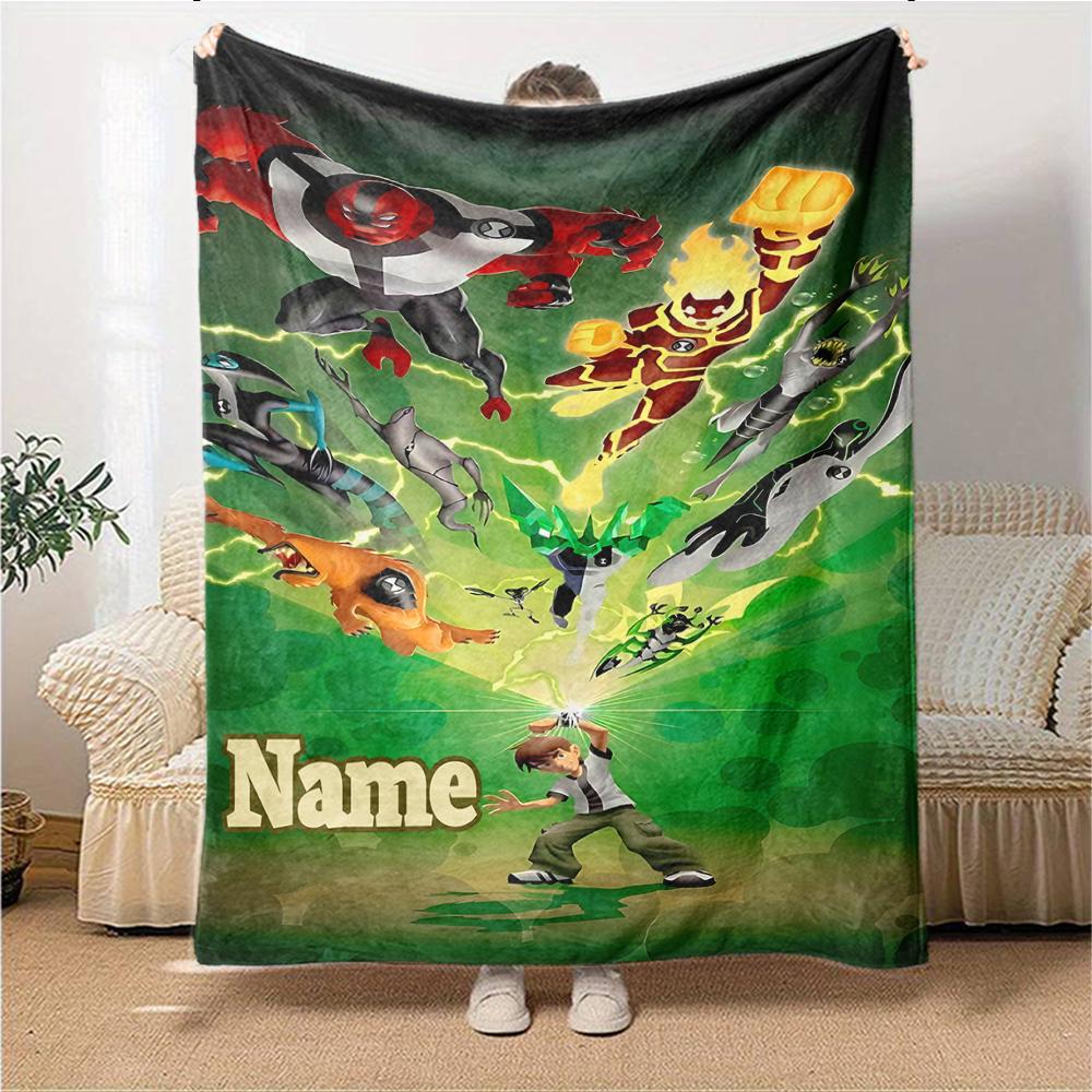 Custom Name Ben Alien Force Adventure Party Blanket For Couch Bed Plush Cozy Fuzzy Blanket Super Soft Warm Blankets For Fall And Winter 09165