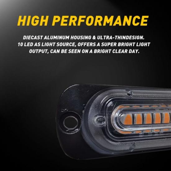 4X LED Flashing Strobe Light Grille Light Head Amber/White For Tow Truck Trailer