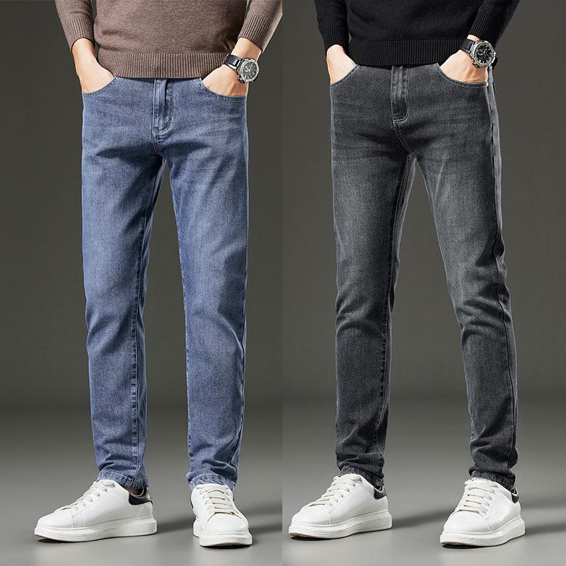 2024 Herbst/Winter Neue Plüsch/Reguläre Jeans Herren Trendy Marke Lose Gerade Röhre Business Vielseitige Stretch Lange Hose